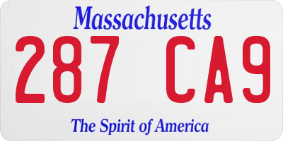 MA license plate 287CA9