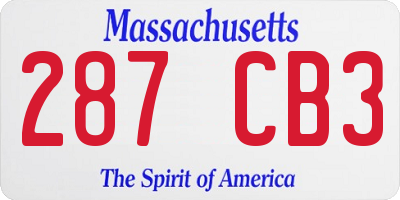 MA license plate 287CB3