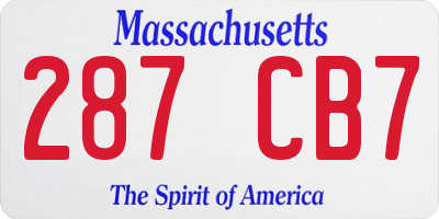 MA license plate 287CB7