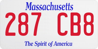 MA license plate 287CB8