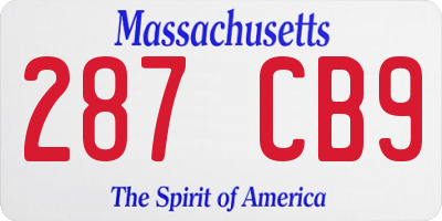 MA license plate 287CB9