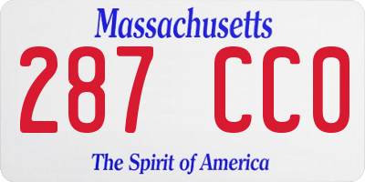 MA license plate 287CC0