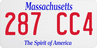 MA license plate 287CC4