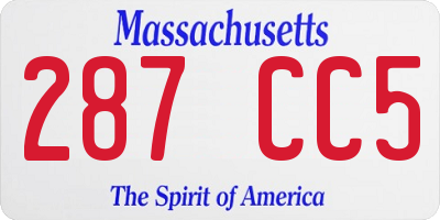 MA license plate 287CC5
