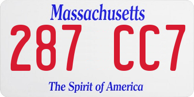 MA license plate 287CC7