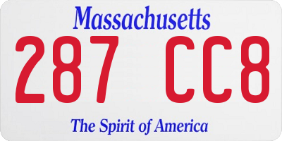 MA license plate 287CC8