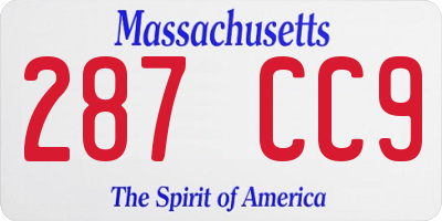 MA license plate 287CC9