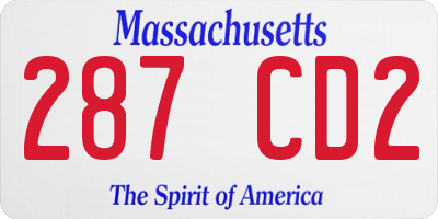 MA license plate 287CD2