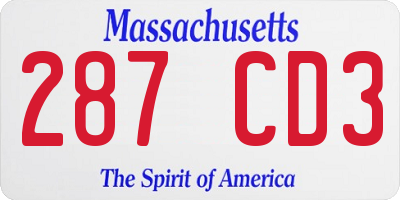 MA license plate 287CD3