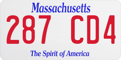 MA license plate 287CD4