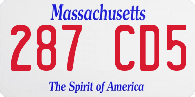 MA license plate 287CD5