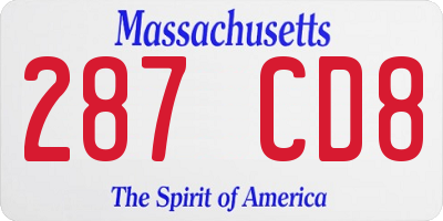 MA license plate 287CD8