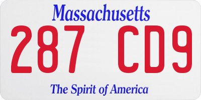 MA license plate 287CD9