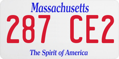 MA license plate 287CE2