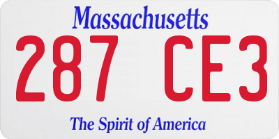 MA license plate 287CE3