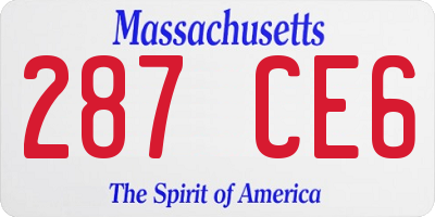 MA license plate 287CE6