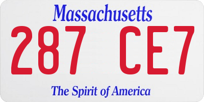 MA license plate 287CE7