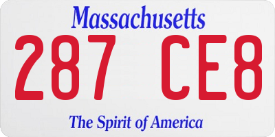 MA license plate 287CE8