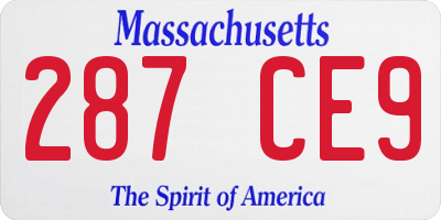 MA license plate 287CE9