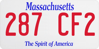 MA license plate 287CF2