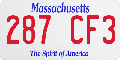 MA license plate 287CF3