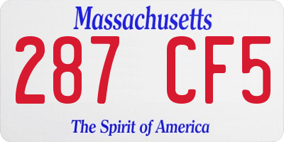 MA license plate 287CF5