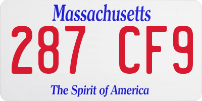 MA license plate 287CF9