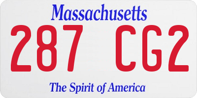 MA license plate 287CG2