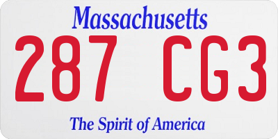 MA license plate 287CG3