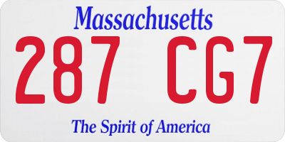 MA license plate 287CG7