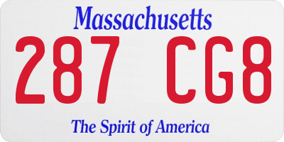 MA license plate 287CG8