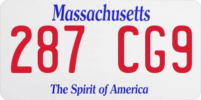 MA license plate 287CG9
