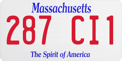 MA license plate 287CI1