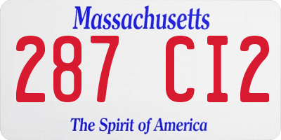 MA license plate 287CI2