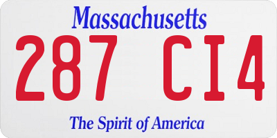 MA license plate 287CI4