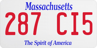 MA license plate 287CI5