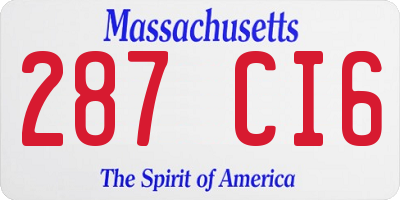 MA license plate 287CI6