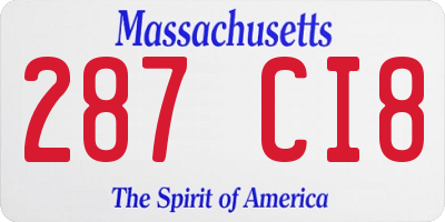 MA license plate 287CI8