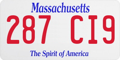 MA license plate 287CI9