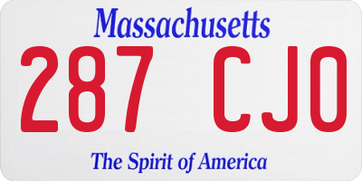 MA license plate 287CJ0