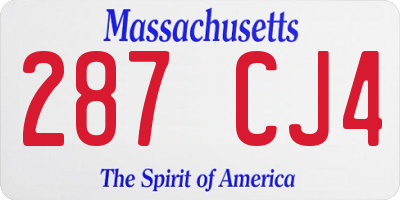 MA license plate 287CJ4