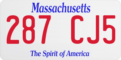 MA license plate 287CJ5
