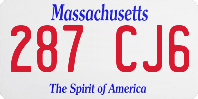 MA license plate 287CJ6