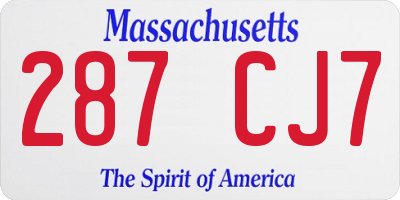 MA license plate 287CJ7