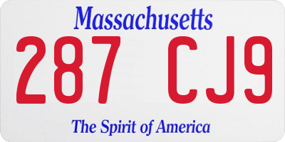 MA license plate 287CJ9