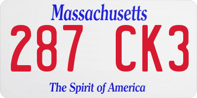 MA license plate 287CK3