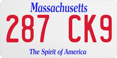 MA license plate 287CK9