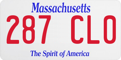 MA license plate 287CL0