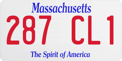 MA license plate 287CL1