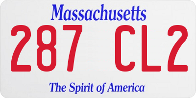 MA license plate 287CL2